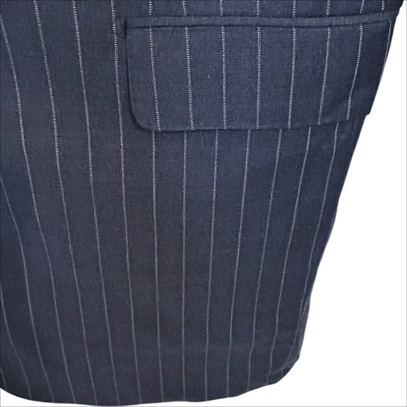 Hickey Freeman Loro Piana 130s Wool Suit Jacket 44L Navy Blue White Pinstripe - Picture 6 of 11